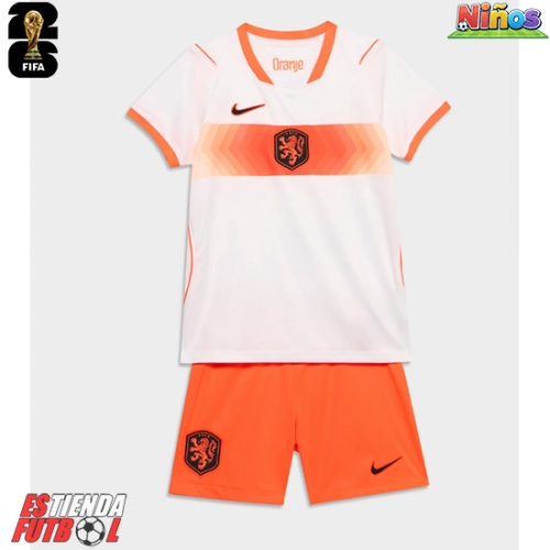Países Bajos Segunda Equipación Niños Mundial 2026 Manga Corta (+ Pantalones cortos)